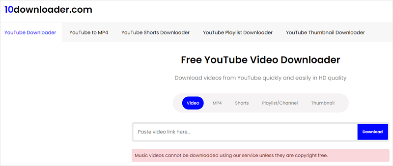 10 Downloader Free YouTube Video Downloader