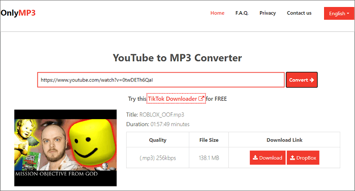 Convert YouTube to MP3 online with OnlyMP3