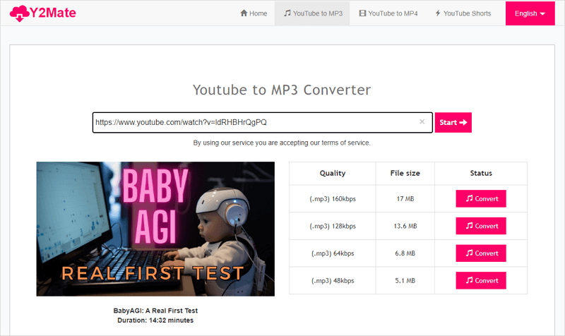 Y2Mate YouTube to MP3 Converter Online