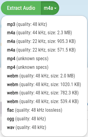 TubeRipper YouTube to Audio Options