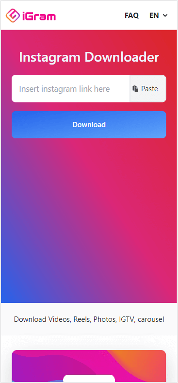 iGram Instagram Downloader on Phone