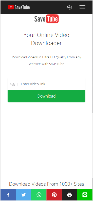 SaveTube Online Video Downloader on Mobile