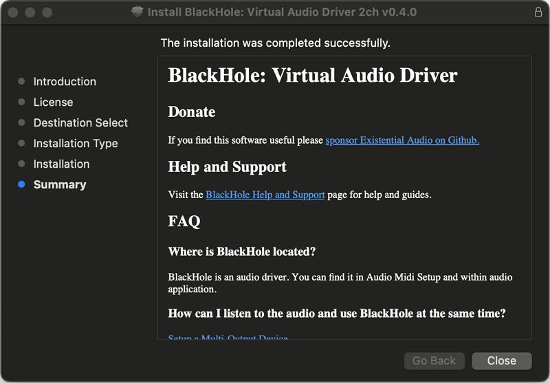 Install BlackHole Successfully