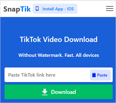 SnapTik TikTok Downloader on Mobile