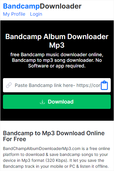 Bandcamp Downloader on Mobile