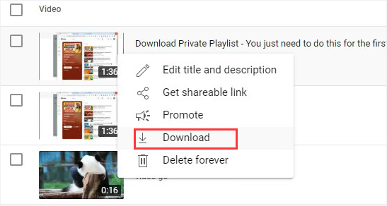 Download Unlisted YouTube Video via YouTube Studio