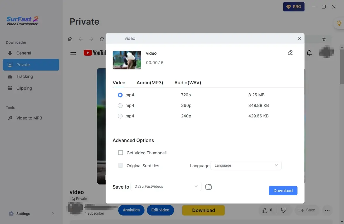 設置私人 YouTube 影片設定