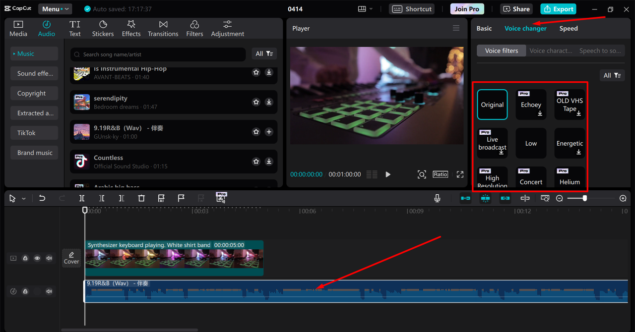 Change voice in CapCut