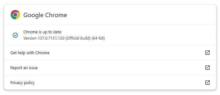 Check for Chrome Update