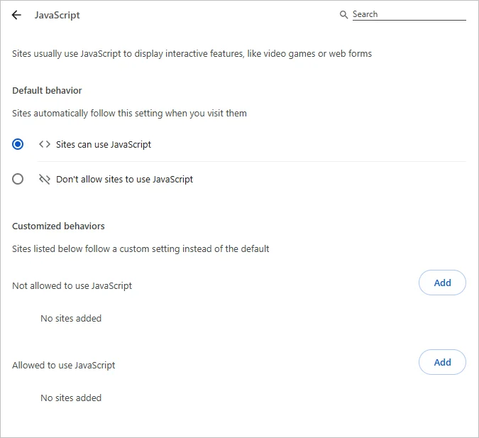 Enable JaveScript on Chrome