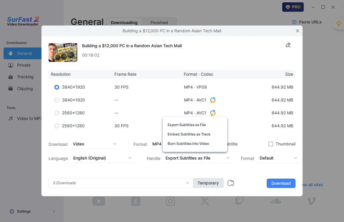 Select How to Download Subtitles