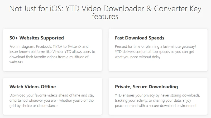 YTD Video Downloader Features
