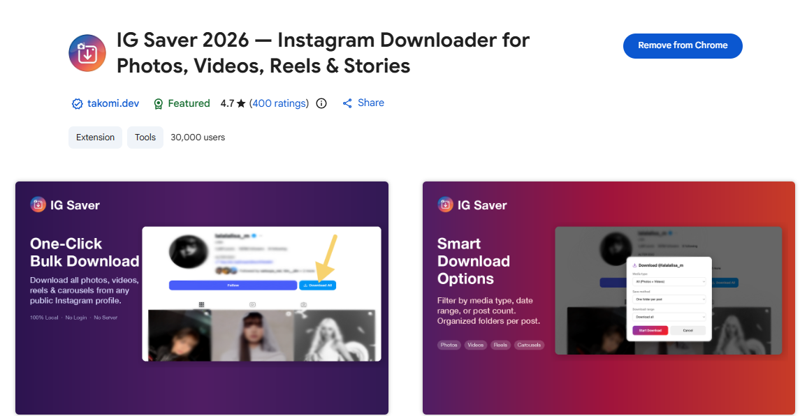 IG downloader chrome extension